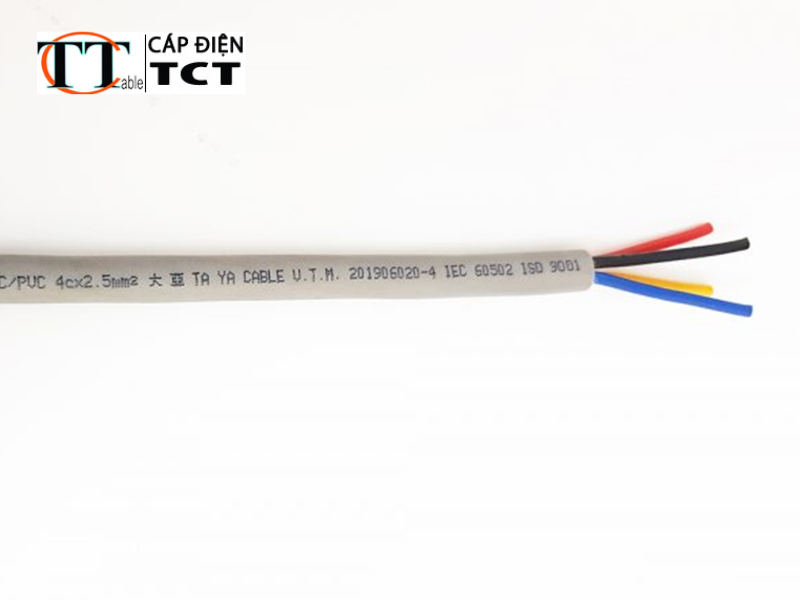 Cáp 4 lõi cách điện CU-PVC-PVC 4×2,5mm2
