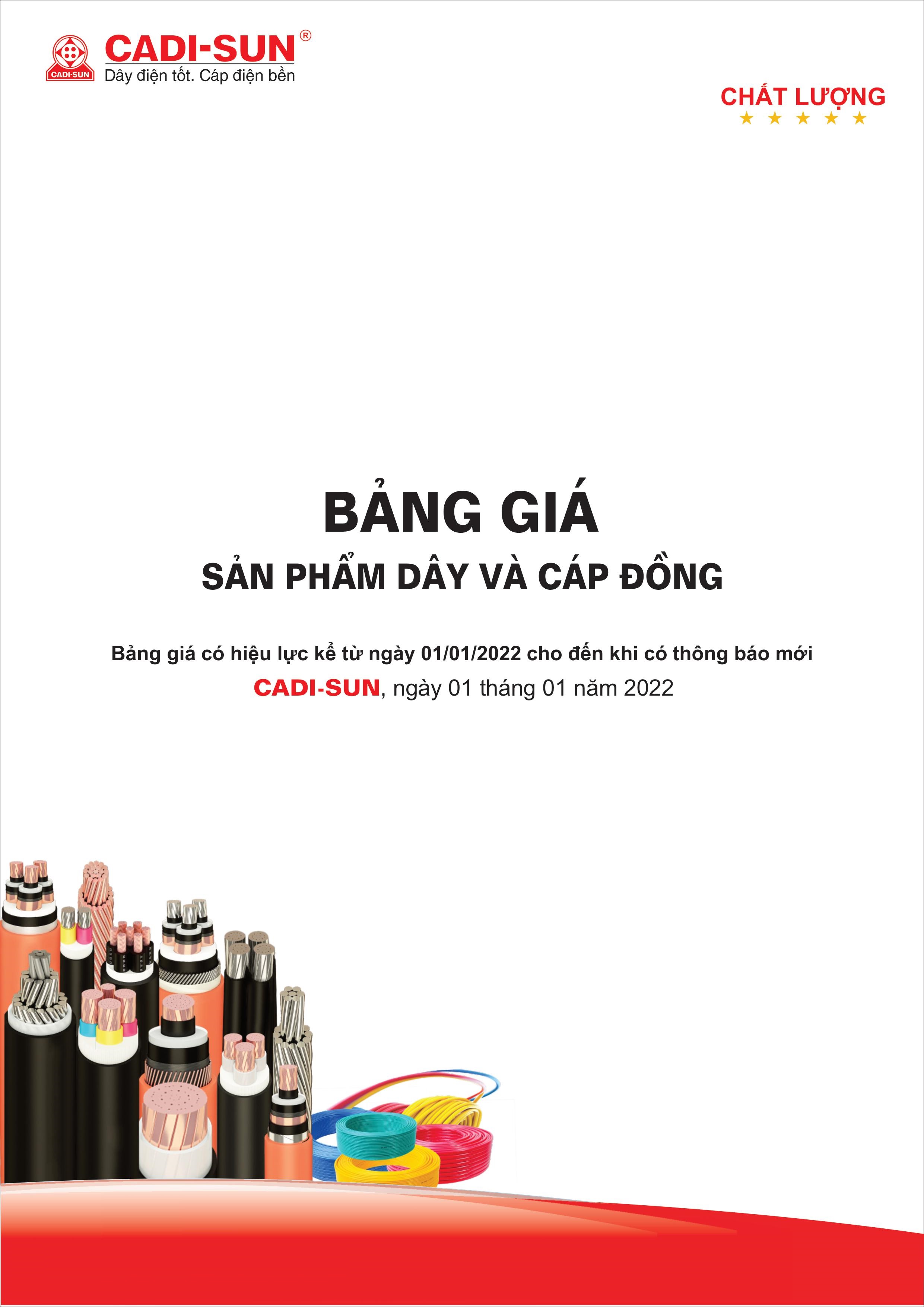 Bảng giá dây và cáp đồng CADI-SUN