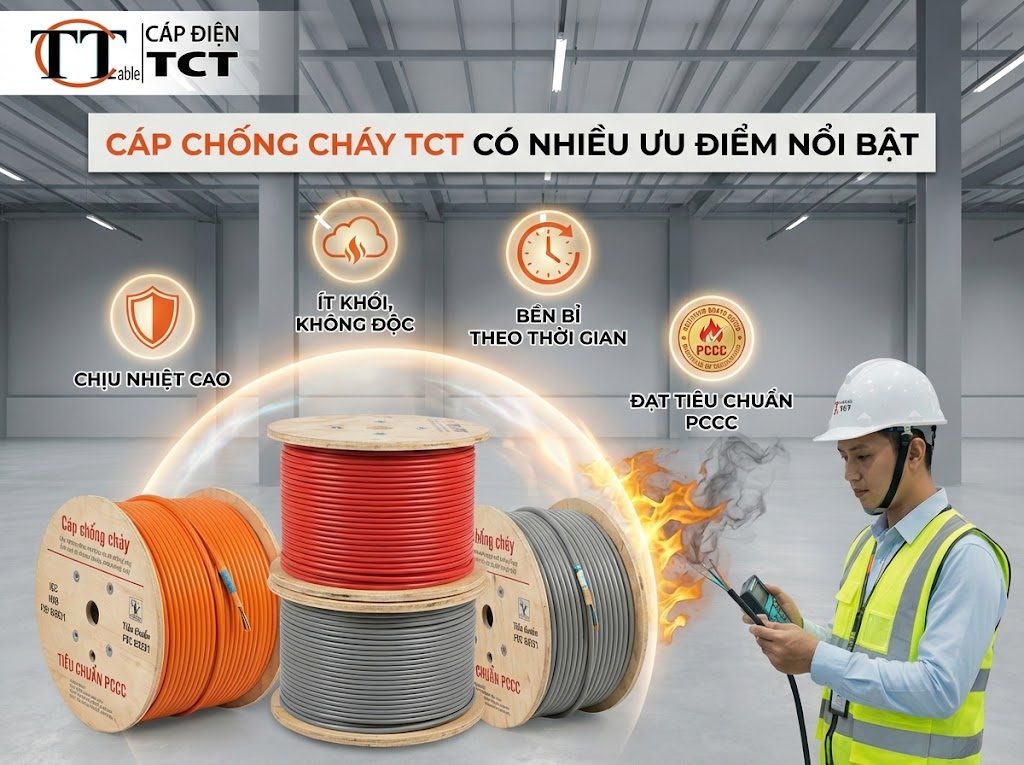 Cáp chống cháy chính hãng đạt tiêu chuẩn PCCC, giá tốt tại Cáp điện TCT