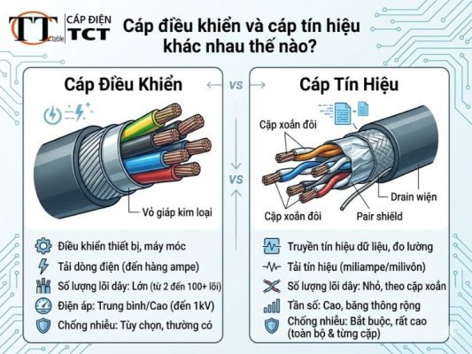 cáp điều khiển và cáp tín hiệu khác nhau thế nào