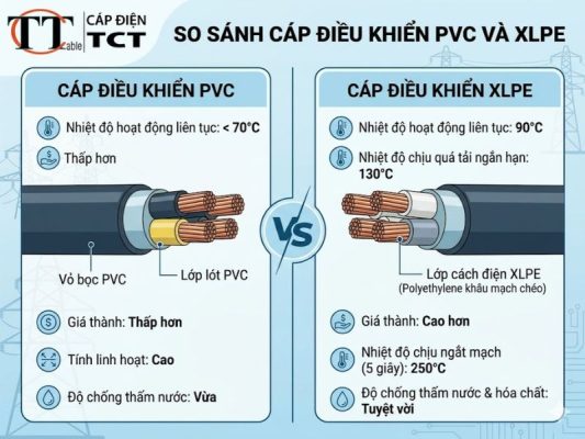 so sánh cáp điều khiển PVC và XLPE