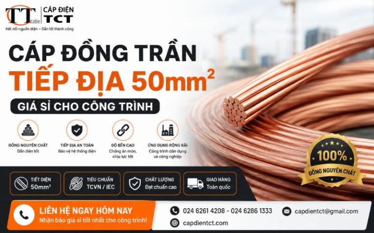 Cáp Đồng Trần Tiếp Địa 50mm2 Giá Sỉ Cho Công Trình – Liên Hệ Ngay Hôm Nay 