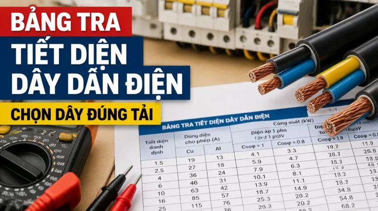 Bảng tra tiết diện dây dẫn điện theo dòng điện, công suất và khoảng cách