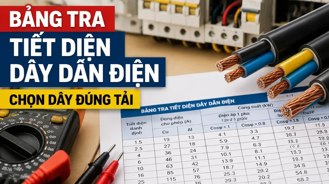 Bảng tra tiết diện dây dẫn điện theo dòng điện, công suất và khoảng cách
