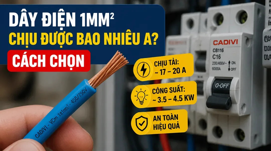 [GIẢI ĐÁP] Dây điện 1mm2 chịu được bao nhiêu A?