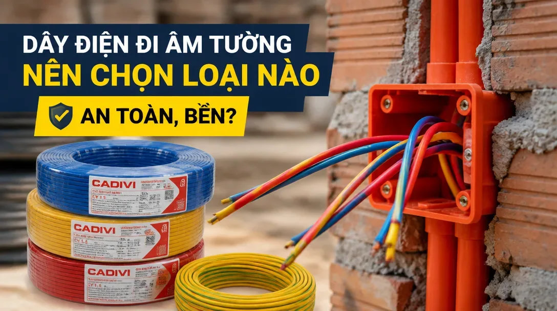 Dây điện đi âm tường nên chọn loại nào để an toàn, đúng tải, bền lâu?