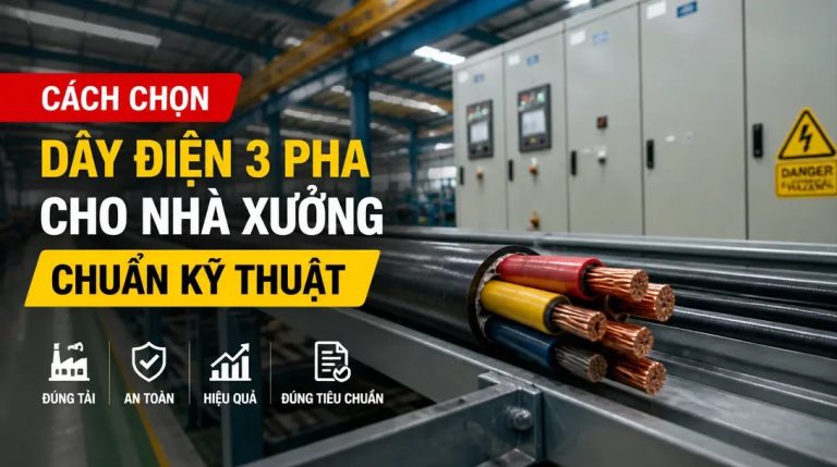 Cách chọn dây điện 3 pha cho nhà xưởng đúng tải, an toàn và tiết kiệm