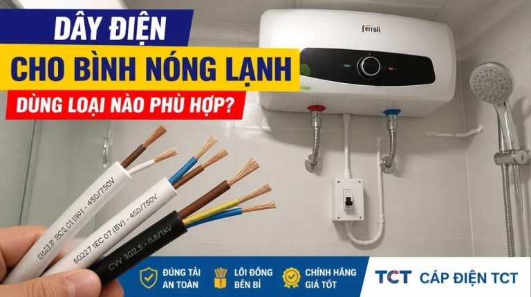 Dây điện cho bình nóng lạnh dùng loại nào? Chọn đúng 2,5–6 mm² để tránh quá tải